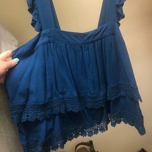 Blue ruffle top
